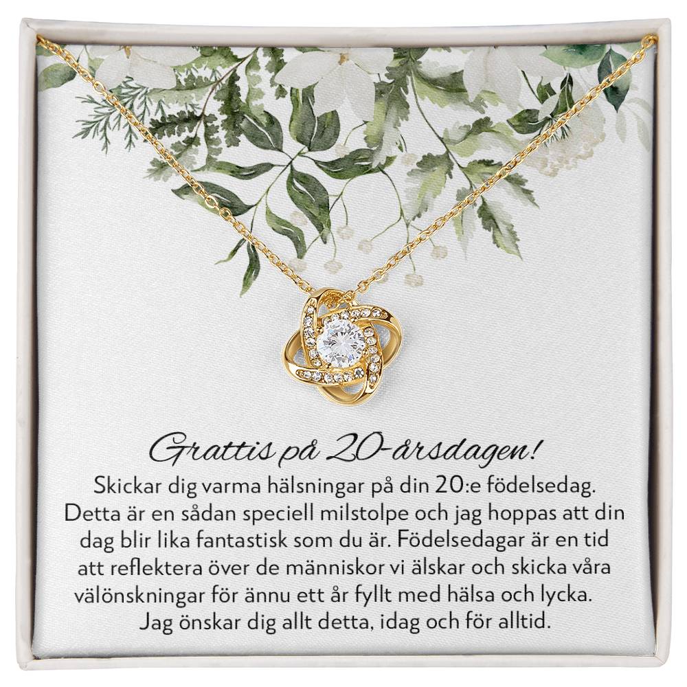 Grattis på 20-årsdagen - 20-årspresent Till Kvinna - Halsband Kärleksknop