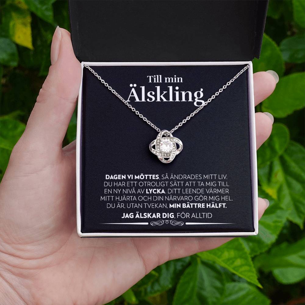 Till Min Älskling - Dagen Vi Möttes (Svart Kort) - Halsband Kärleksknop