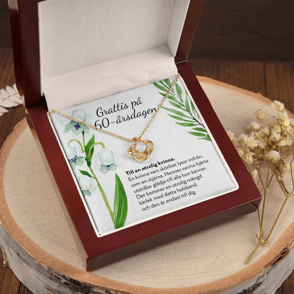 Grattis på 60-årsdagen - 60-årspresent Till Kvinna - Halsband Kärleksknop