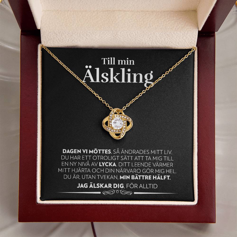 Till Min Älskling - Dagen Vi Möttes (Svart Kort) - Halsband Kärleksknop