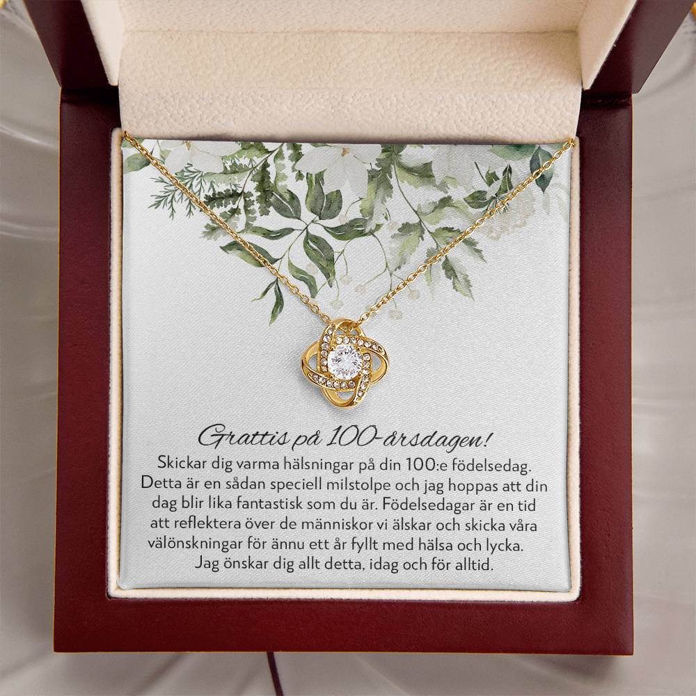Grattis på 100-årsdagen - 100-årspresent Till Kvinna - Halsband Kärleksknop