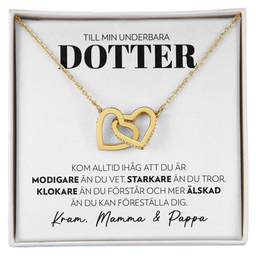 Till Min Underbara Dotter - Modigare (från Mamma och Pappa) - Halsband Två Hjärtan