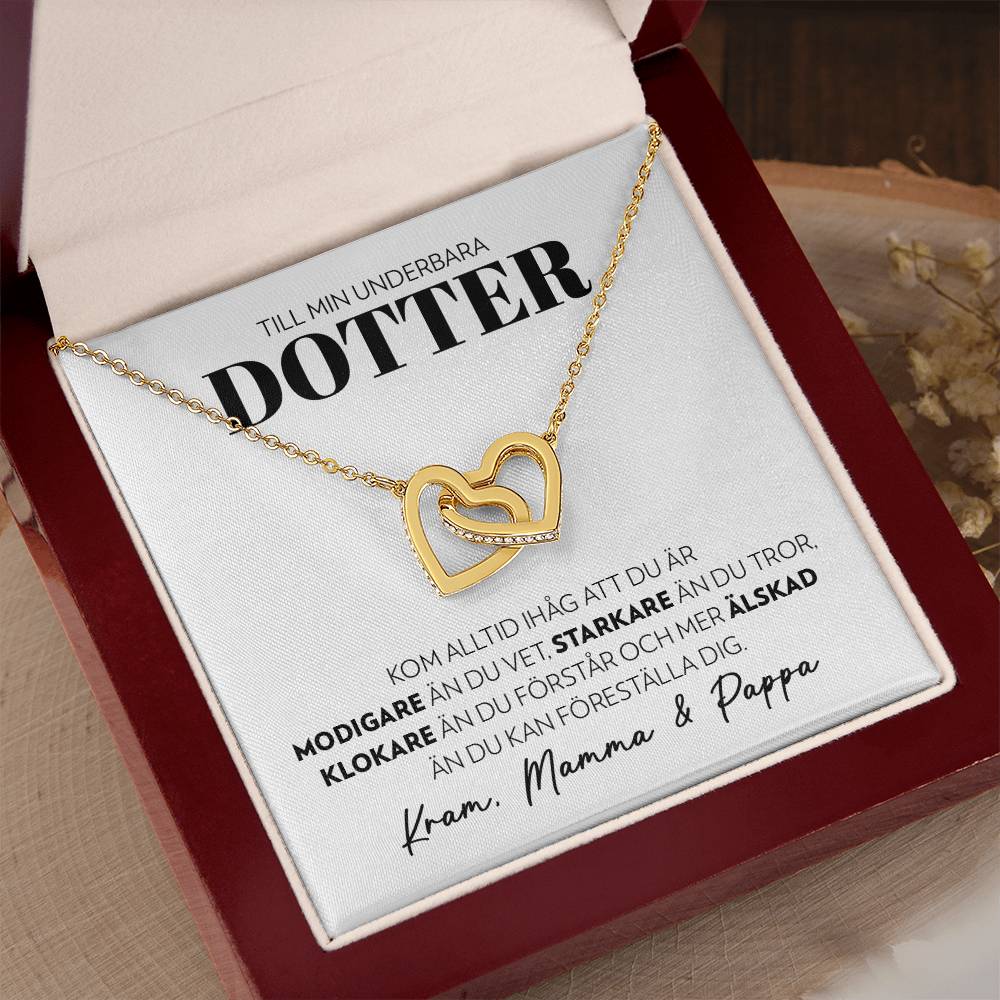 Till Min Underbara Dotter - Modigare (från Mamma och Pappa) - Halsband Två Hjärtan