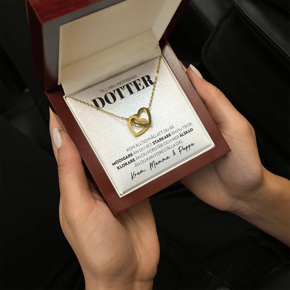 Till Min Underbara Dotter - Modigare (från Mamma och Pappa) - Halsband Två Hjärtan