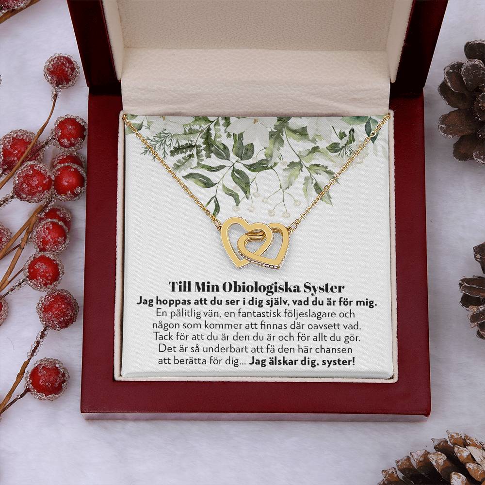 Till Min Obiologiska Syster - En Pålitlig Vän - Halsband Två Hjärtan