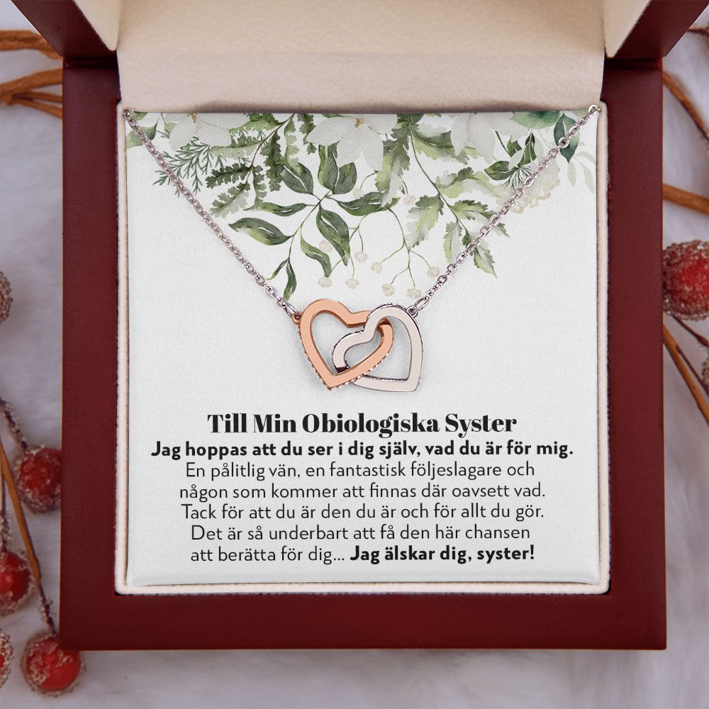 Till Min Obiologiska Syster - En Pålitlig Vän - Halsband Två Hjärtan