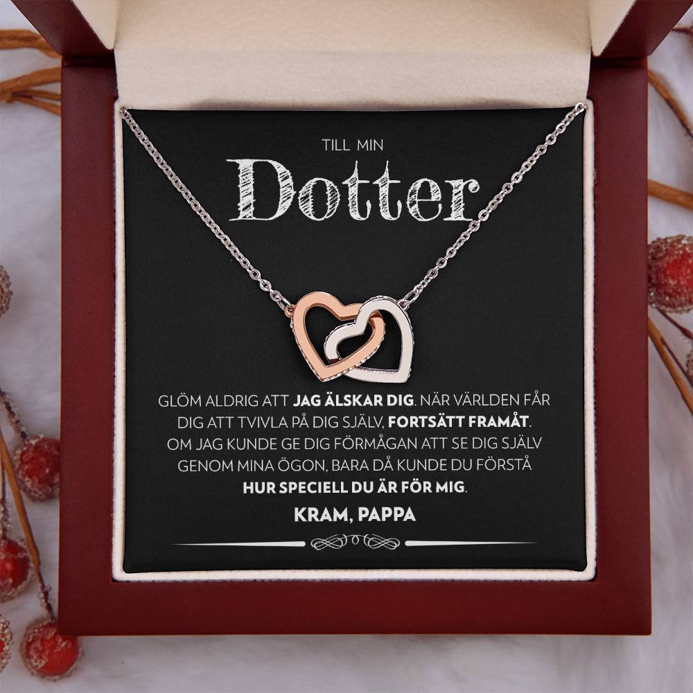Till Min Dotter - Fortsätt Framåt (Från Pappa) - Halsband Två Hjärtan