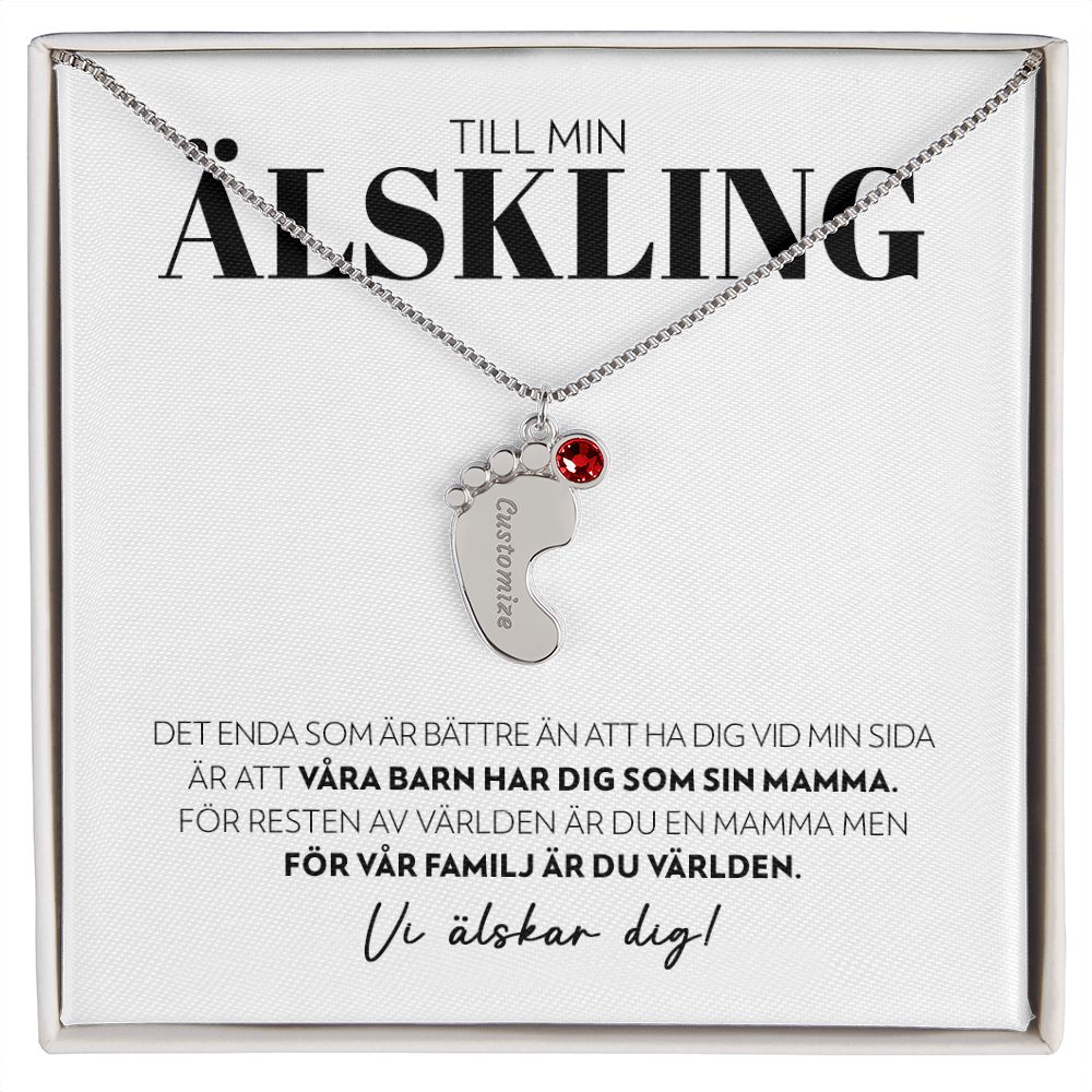 Till Min Älskling - Det Enda Som Är Bättre - Halsband med Babyfötter och Födelsesten