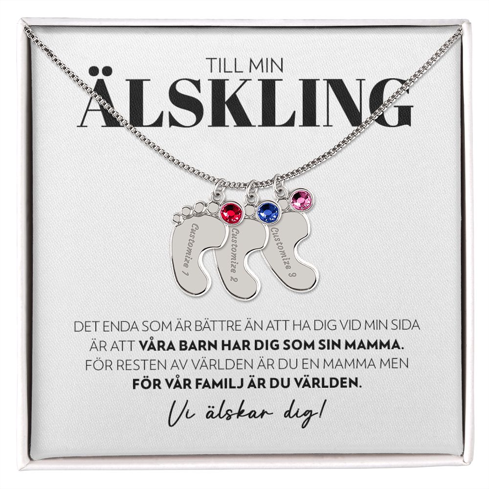 Till Min Älskling - Det Enda Som Är Bättre - Halsband med Babyfötter och Födelsesten