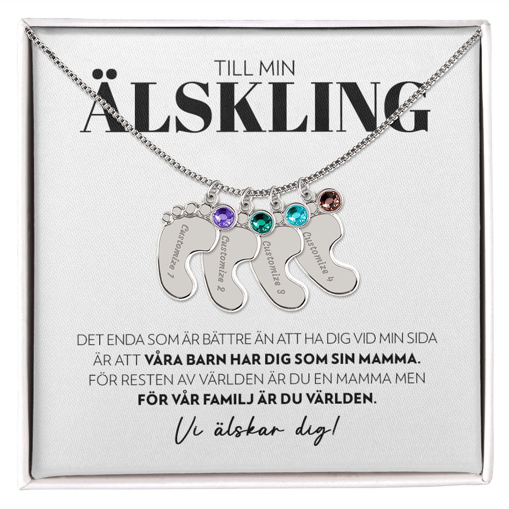 Till Min Älskling - Det Enda Som Är Bättre - Halsband med Babyfötter och Födelsesten