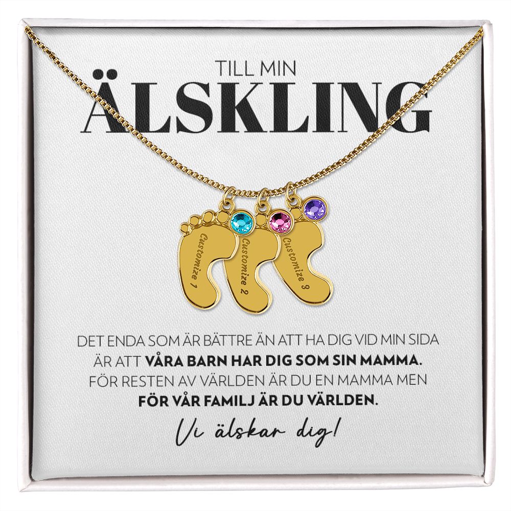 Till Min Älskling - Det Enda Som Är Bättre - Halsband med Babyfötter och Födelsesten