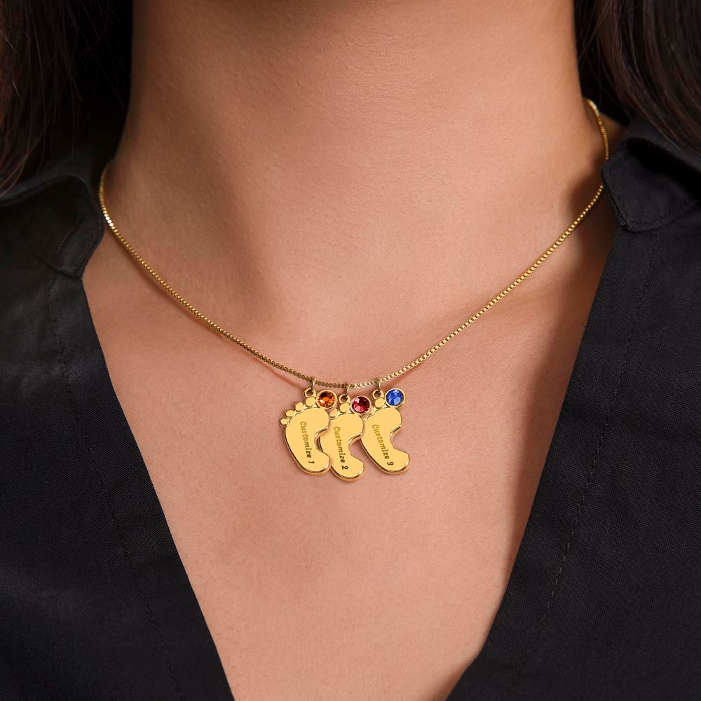 Till Min Älskling - Det Enda Som Är Bättre - Halsband med Babyfötter och Födelsesten