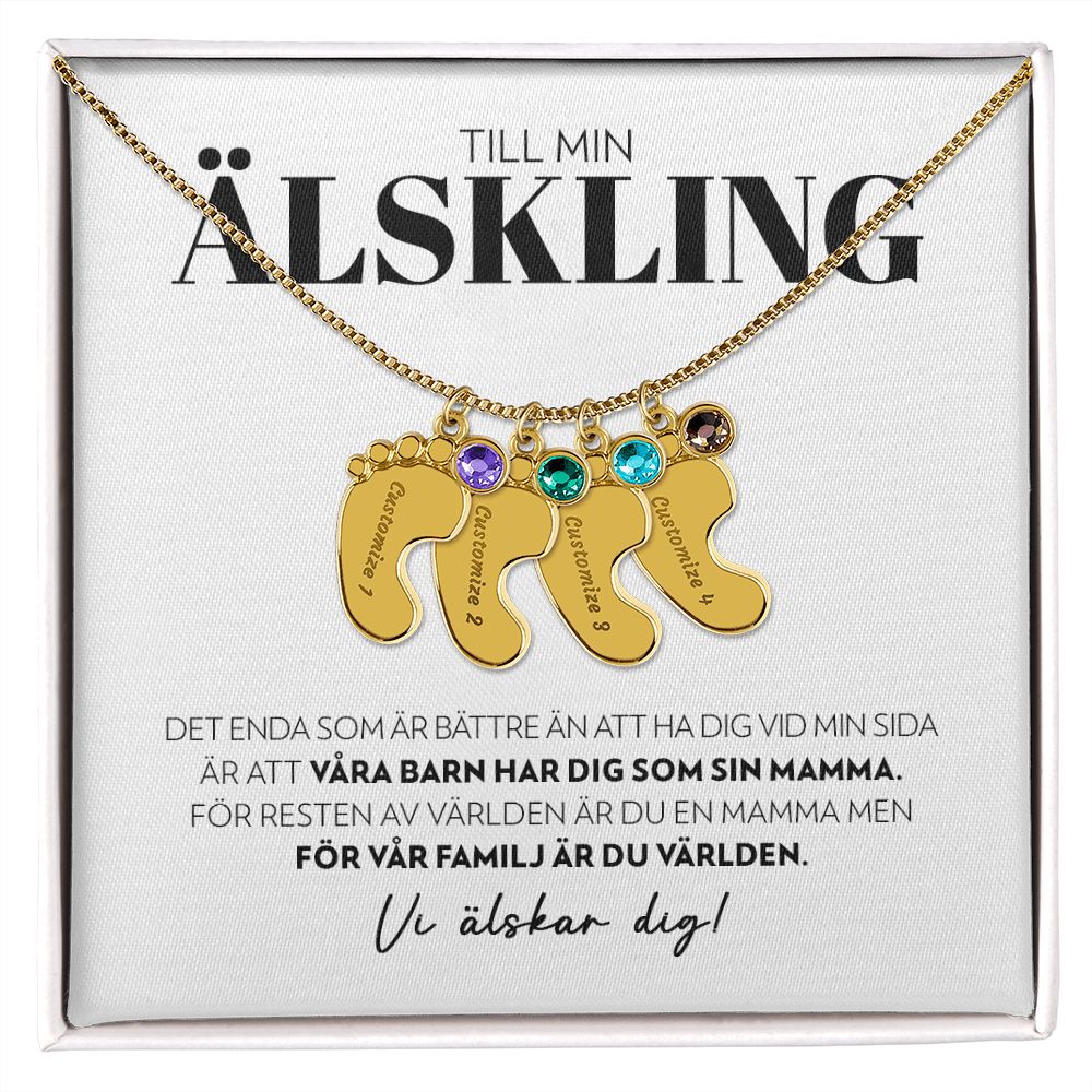 Till Min Älskling - Det Enda Som Är Bättre - Halsband med Babyfötter och Födelsesten