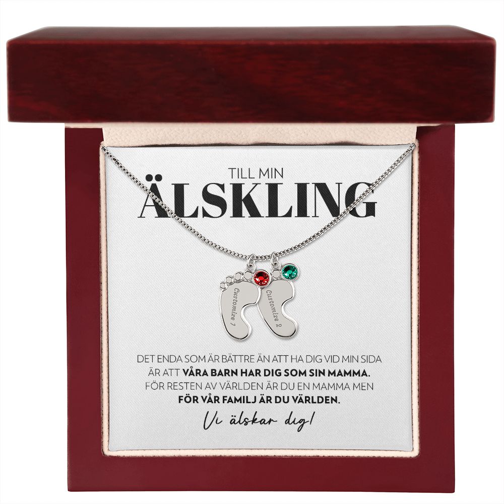 Till Min Älskling - Det Enda Som Är Bättre - Halsband med Babyfötter och Födelsesten