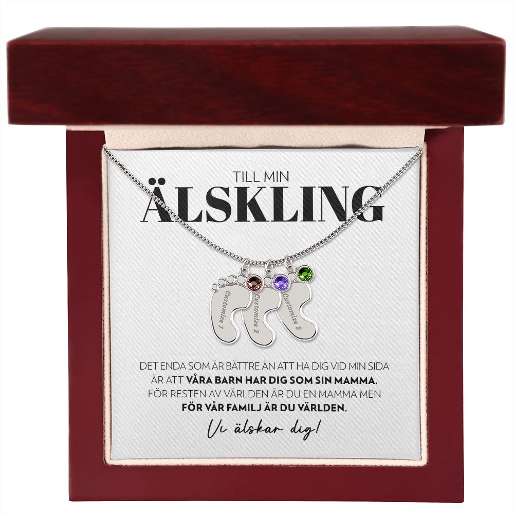 Till Min Älskling - Det Enda Som Är Bättre - Halsband med Babyfötter och Födelsesten