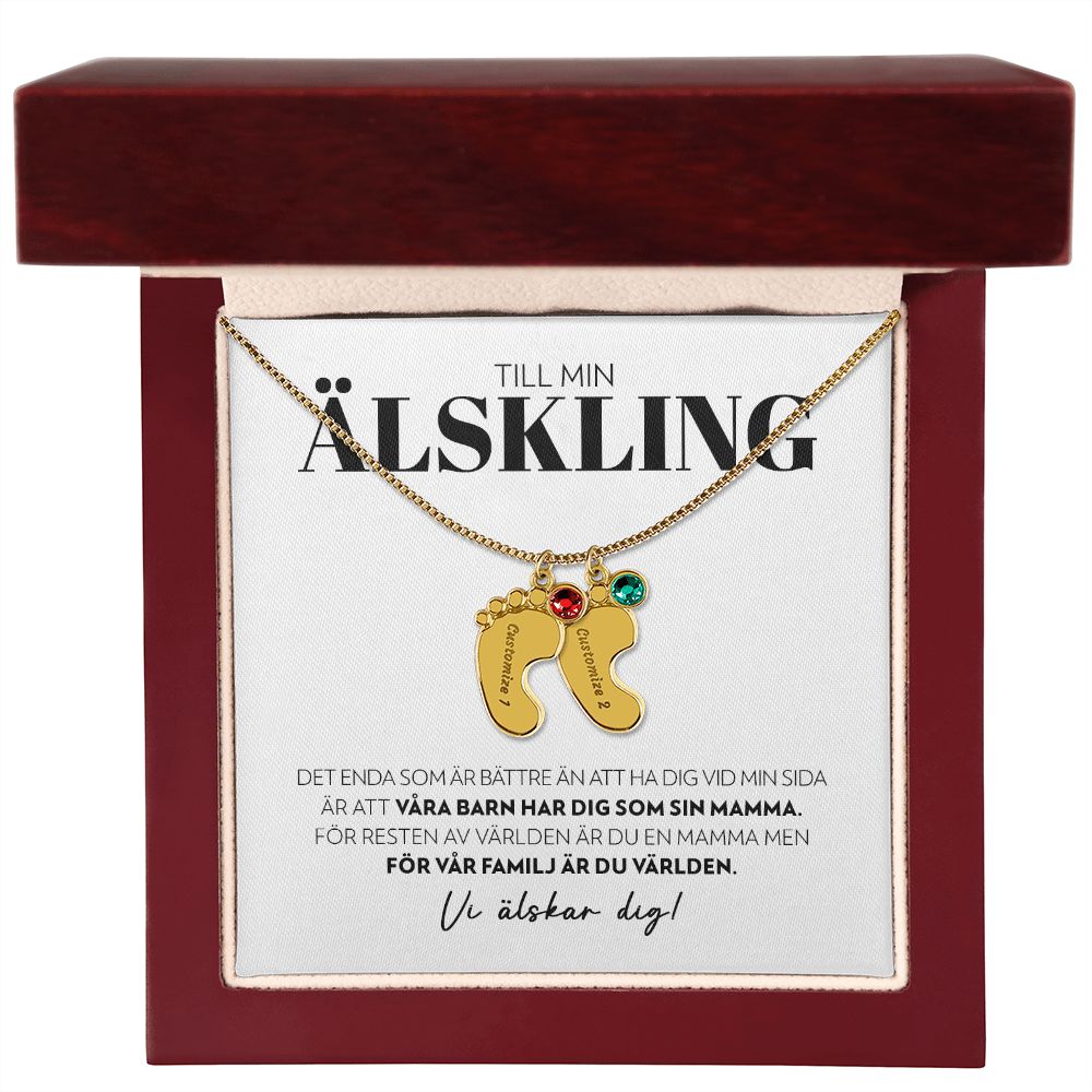 Till Min Älskling - Det Enda Som Är Bättre - Halsband med Babyfötter och Födelsesten
