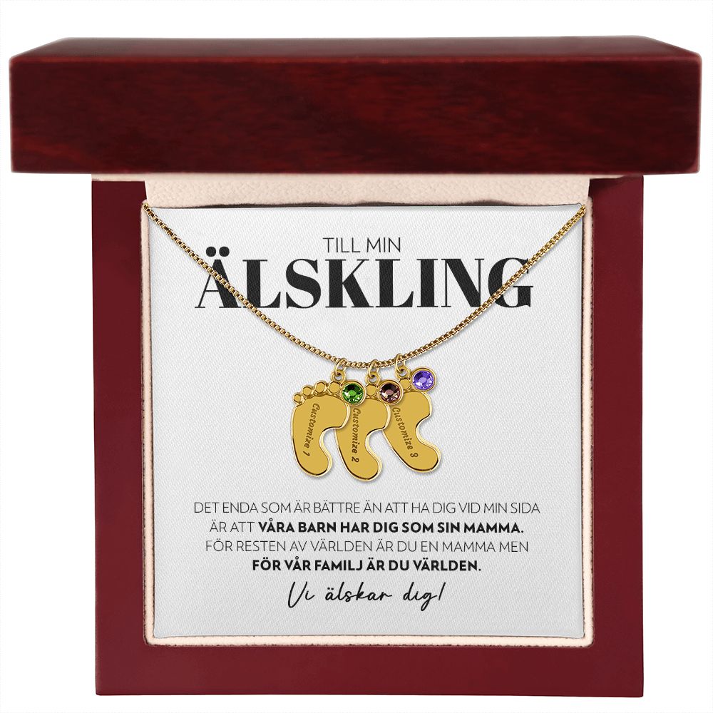 Till Min Älskling - Det Enda Som Är Bättre - Halsband med Babyfötter och Födelsesten