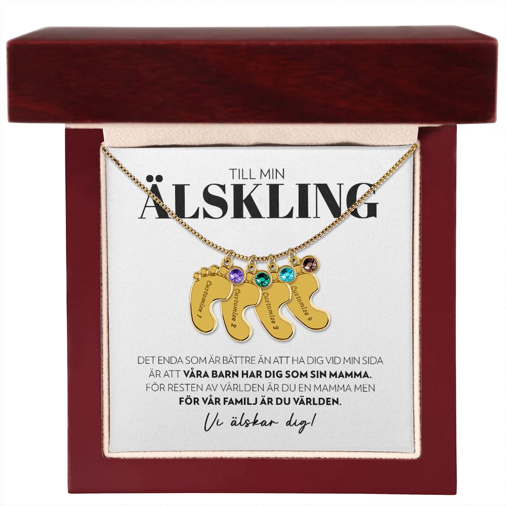 Till Min Älskling - Det Enda Som Är Bättre - Halsband med Babyfötter och Födelsesten
