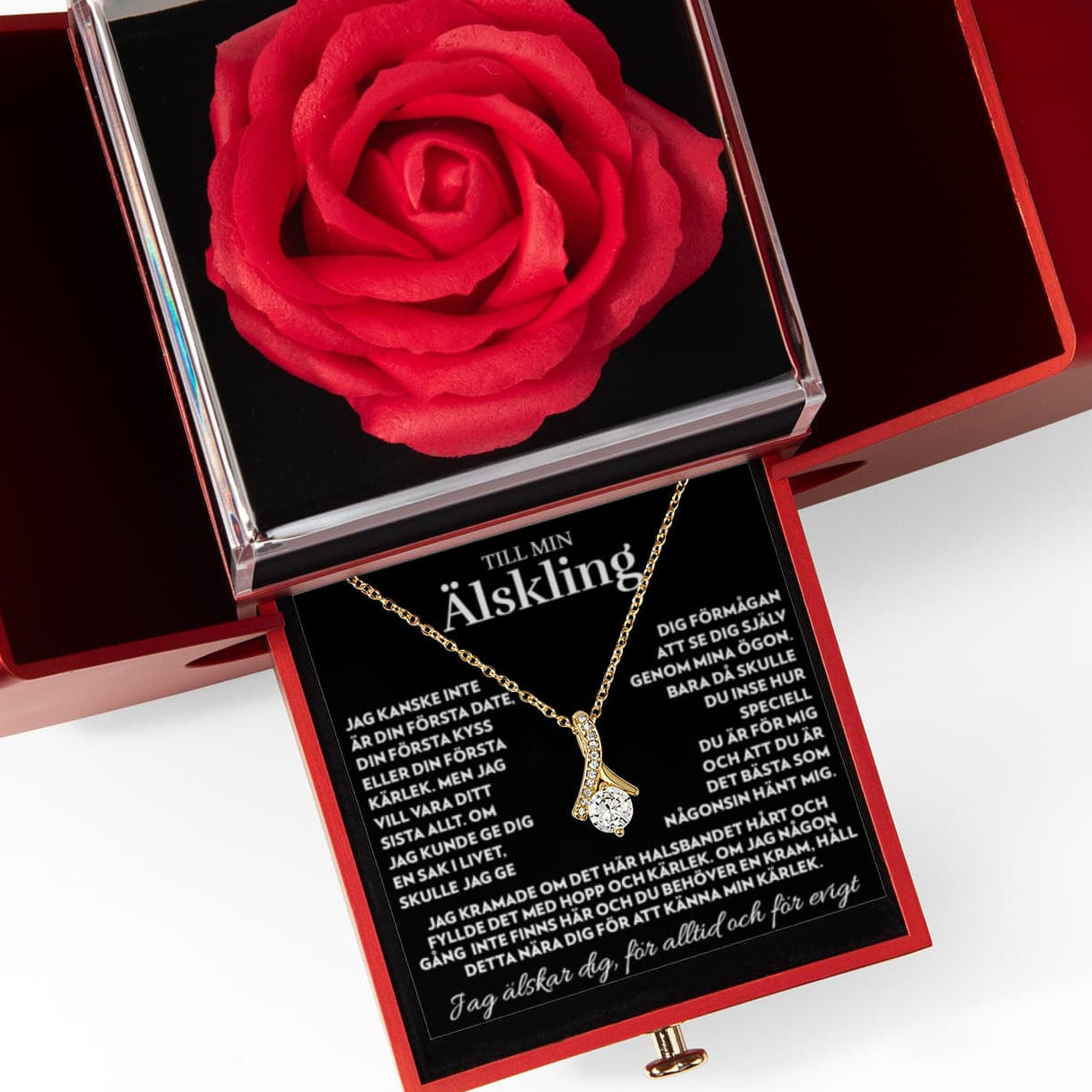 Till Min Älskling - Känn Min Kärlek - Halsband Alluring Beauty med Rosask