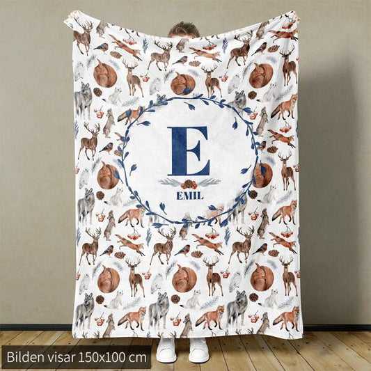 Vinterdjur - Babyfilt med namn
