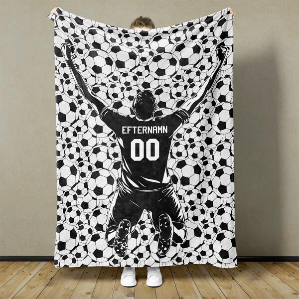 Fotbolls-filt med eget namn och nummer