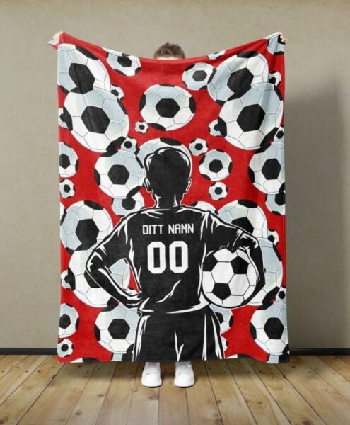 Fotbollsfilt för barn med eget namn och nummer