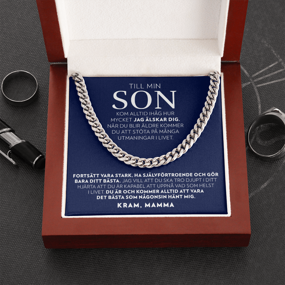 Till Min Son - Fortsätt Vara Stark (från Mamma) - Halsband Pansarkedja