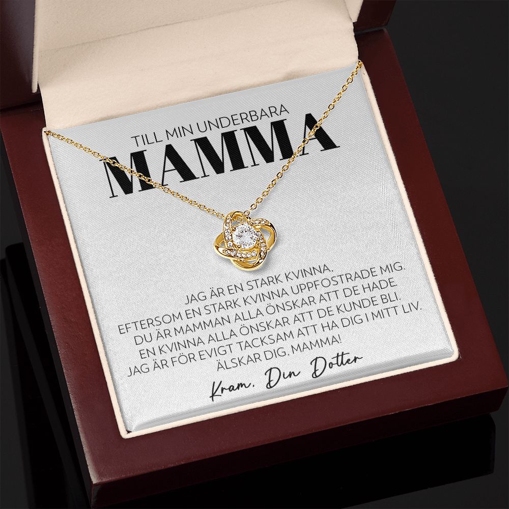 Mamma (Från Dotter) - Stark Kvinna (Vitt Kort) - Halsband Kärleksknop