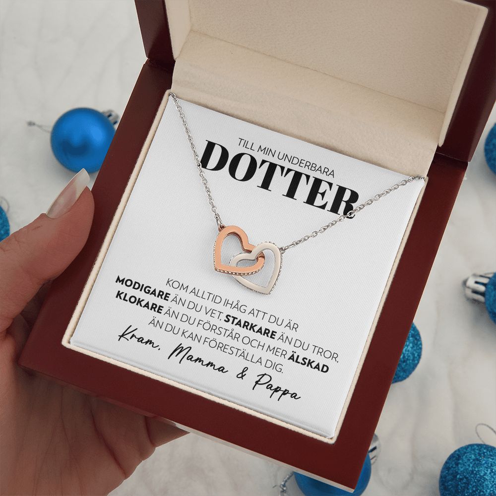 Till Min Underbara Dotter - Modigare (från Mamma och Pappa) - Halsband Två Hjärtan