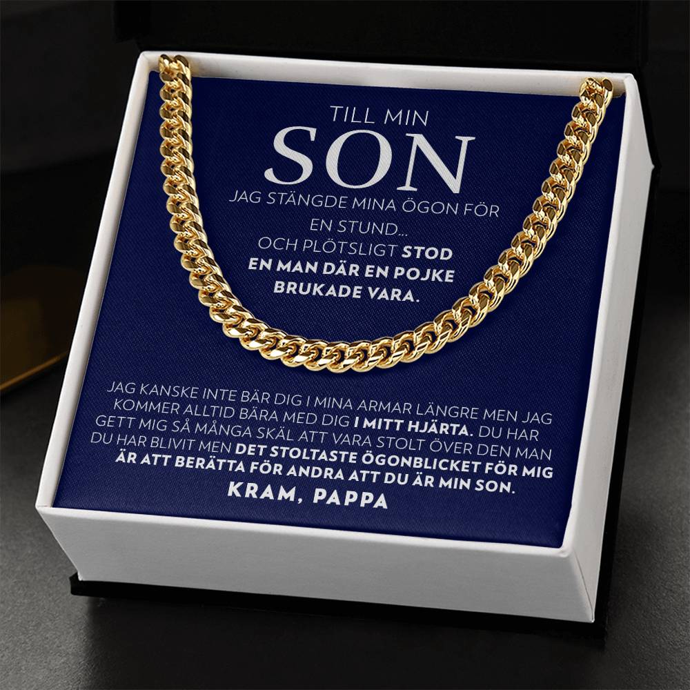 Till Min Son - Jag Stängde Mina Ögon (från Pappa) - Halsband Pansarkedja