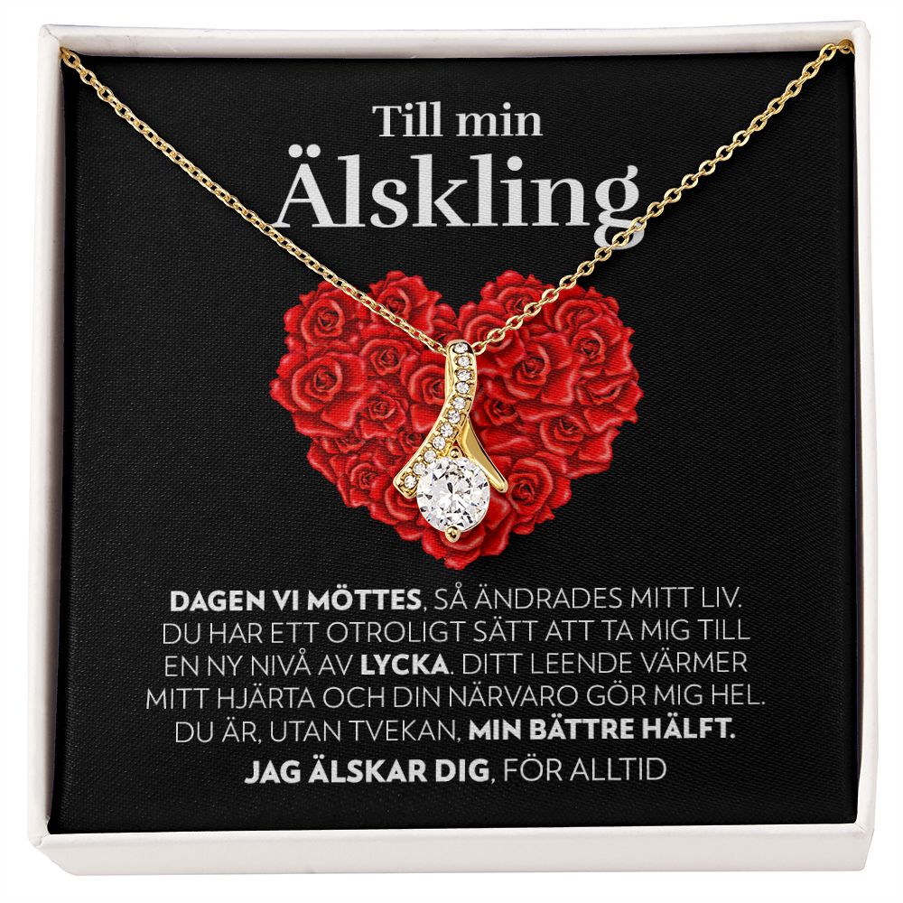 Till Min Älskling - Dagen Vi Möttes (Svart Kort, Hjärta av Rosor) - Halsband Alluring Beauty