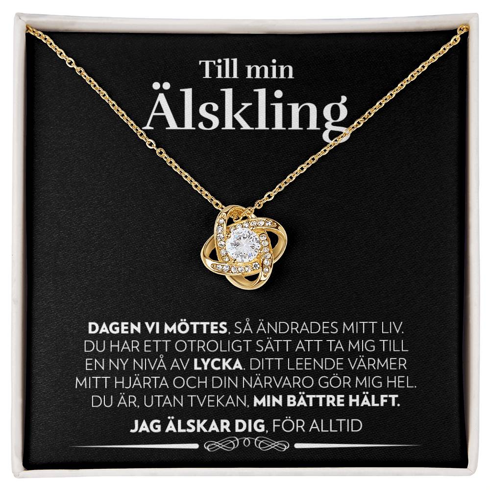 Till Min Älskling - Dagen Vi Möttes (Svart Kort) - Halsband Kärleksknop