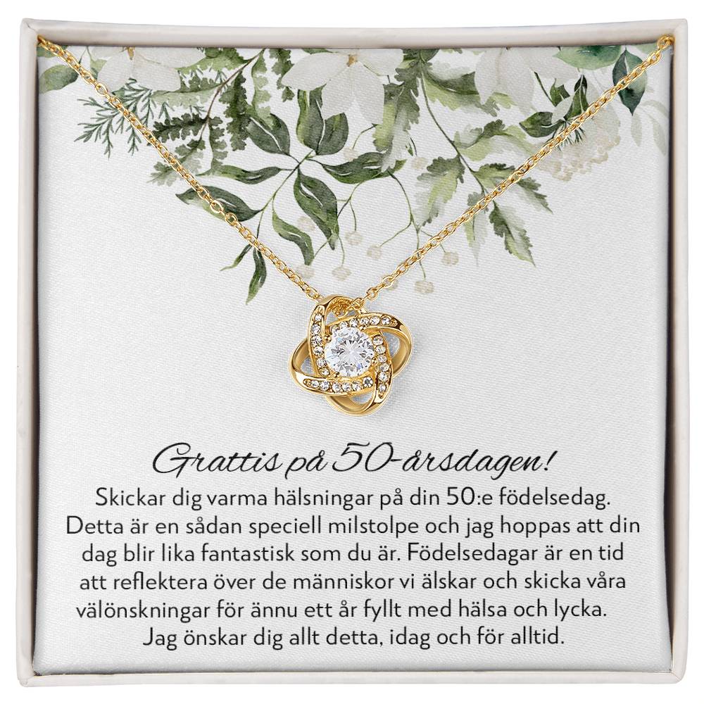 Grattis på 50-årsdagen - 50-årspresent Till Kvinna - Halsband Kärleksknop