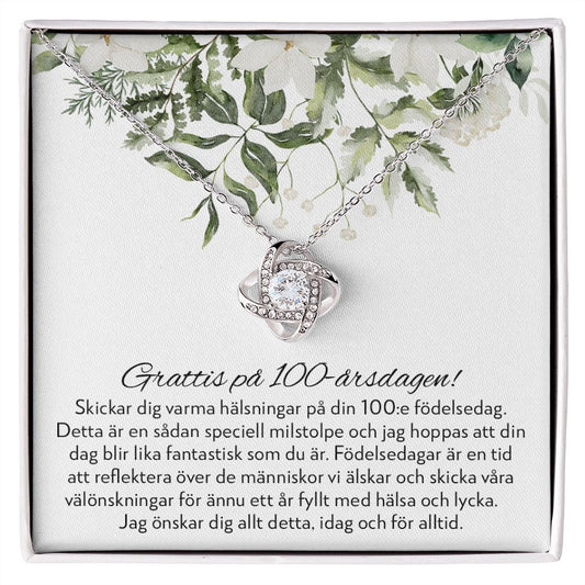 Grattis på 100-årsdagen - 100-årspresent Till Kvinna - Halsband Kärleksknop