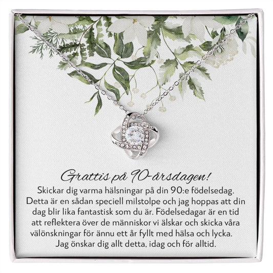 Grattis på 90-årsdagen - 90-årspresent Till Kvinna - Halsband Kärleksknop