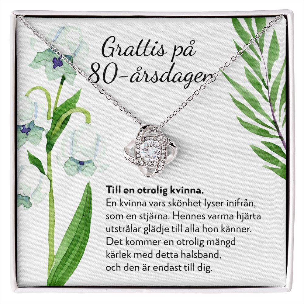 Grattis på 80-årsdagen - 80-årspresent Till Kvinna - Halsband Kärleksknop