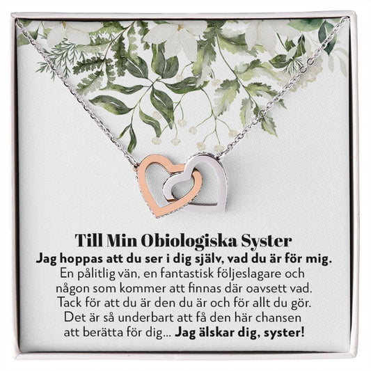 Till Min Obiologiska Syster - En Pålitlig Vän - Halsband Två Hjärtan