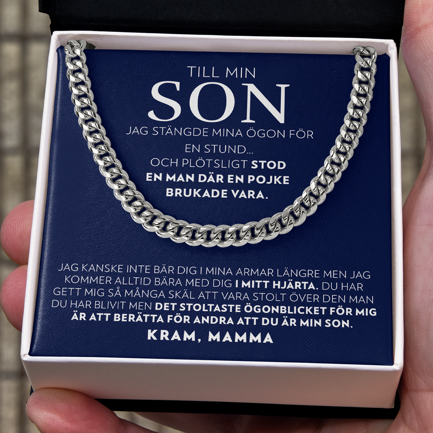 Till Min Son - Jag Stängde Mina Ögon (från Mamma) - Halsband Pansarkedja