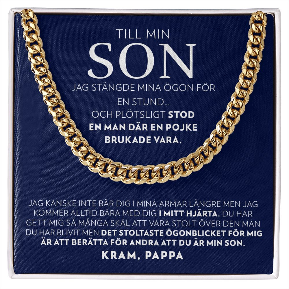 Till Min Son - Jag Stängde Mina Ögon (från Pappa) - Halsband Pansarkedja