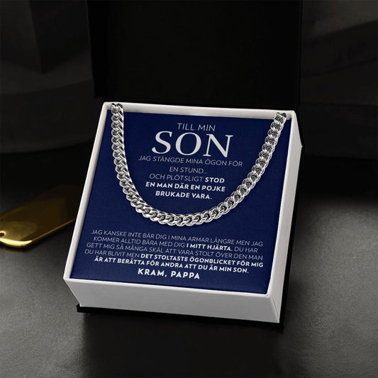 Till Min Son - Jag Stängde Mina Ögon (från Pappa) - Halsband Pansarkedja