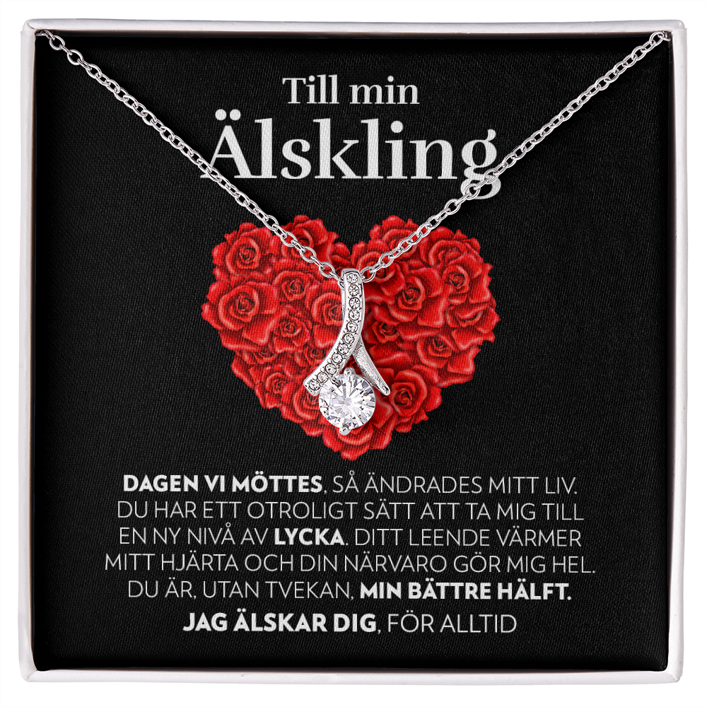 Till Min Älskling - Dagen Vi Möttes (Svart Kort, Hjärta av Rosor) - Halsband Alluring Beauty