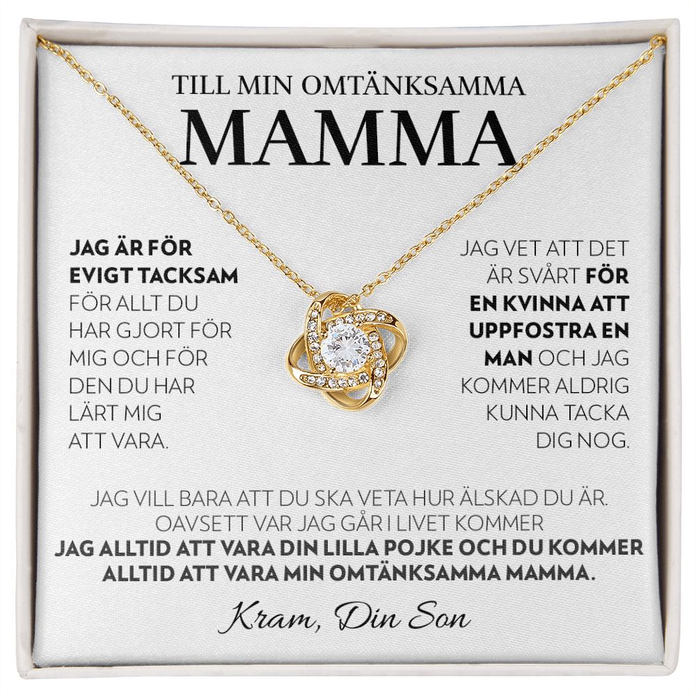 Till Min Mamma (Från Son) - Alltid (Vitt Kort) - Halsband Kärleksknop