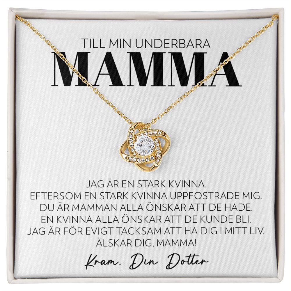Mamma (Från Dotter) - Stark Kvinna (Vitt Kort) - Halsband Kärleksknop