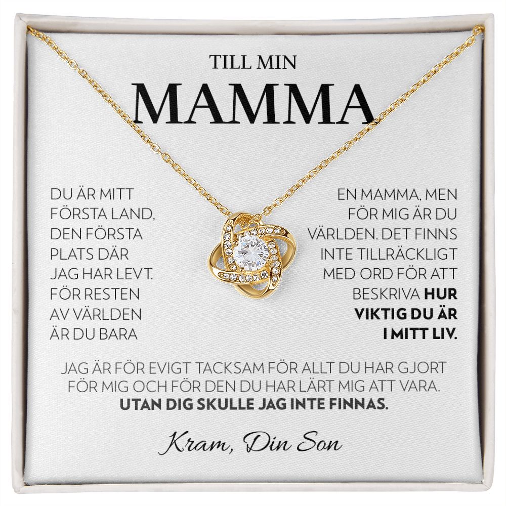 Till Min Mamma (Från Son) - Första Land (Vitt Kort) - Halsband Kärleksknop