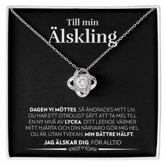 Till Min Älskling - Dagen Vi Möttes (Svart Kort) - Halsband Kärleksknop