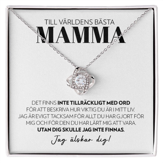 Mamma - Inte Tillräckligt Med Ord (Vitt) - Halsband Kärleksknop