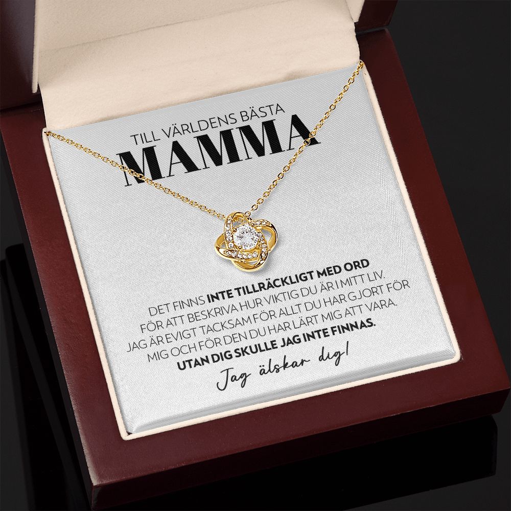 Mamma - Inte Tillräckligt Med Ord (Vitt) - Halsband Kärleksknop