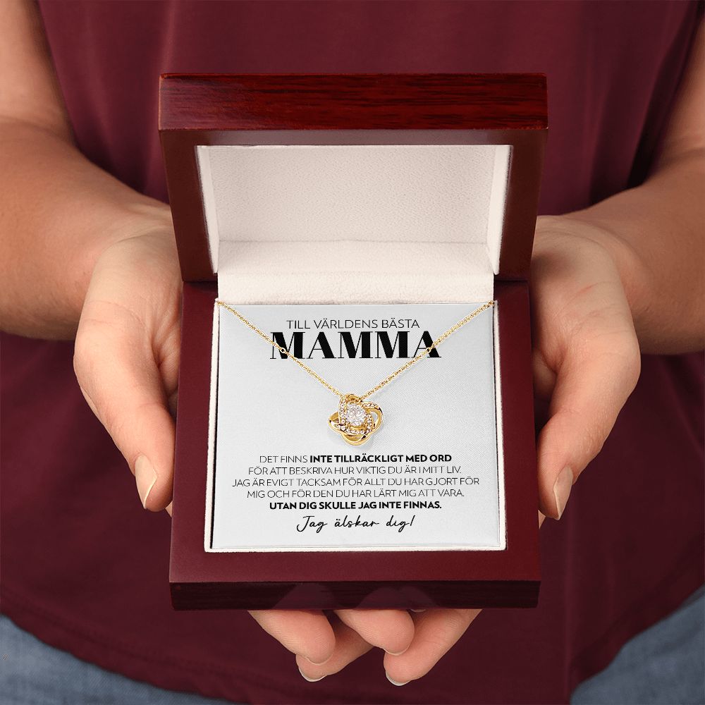 Mamma - Inte Tillräckligt Med Ord (Vitt) - Halsband Kärleksknop
