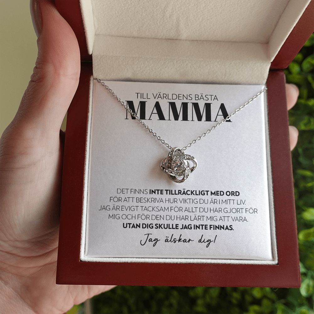 Mamma - Inte Tillräckligt Med Ord (Vitt) - Halsband Kärleksknop