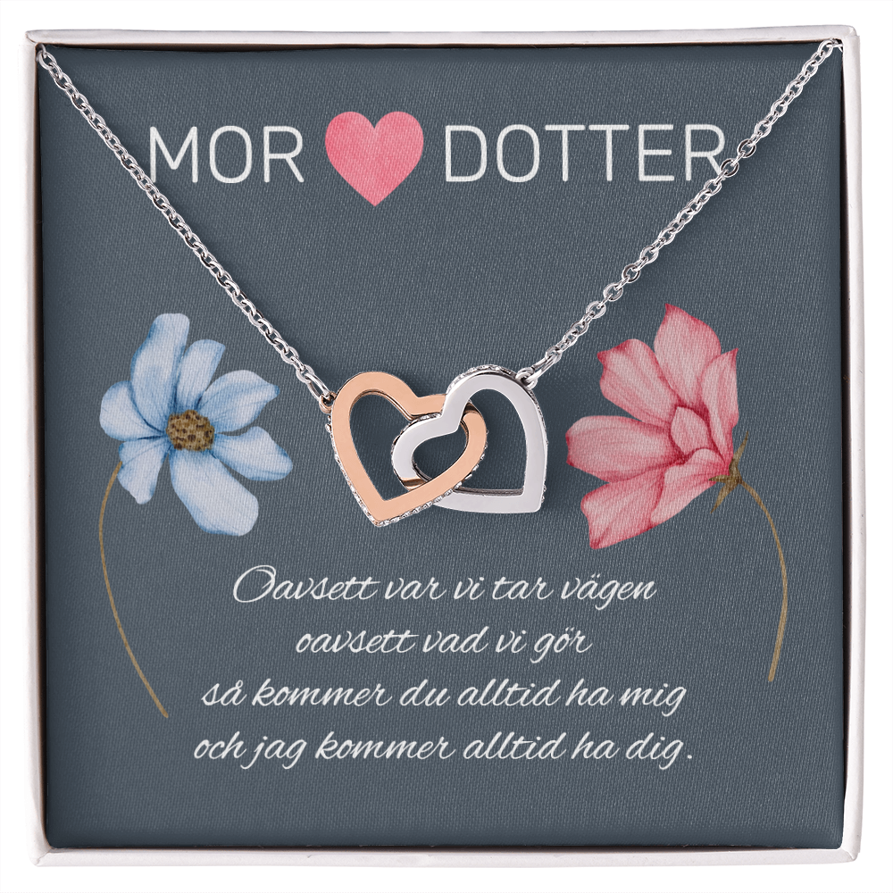 Mor och Dotter - Oavsett var vi tar vägen - Halsband Två Hjärtan